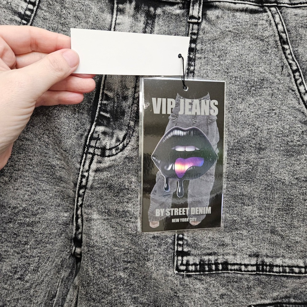 VIP Jeans Cargo Pants Women Size 22 Grey Acid Wash Wide Leg Sculpting Stretch - Picture 5 of 12